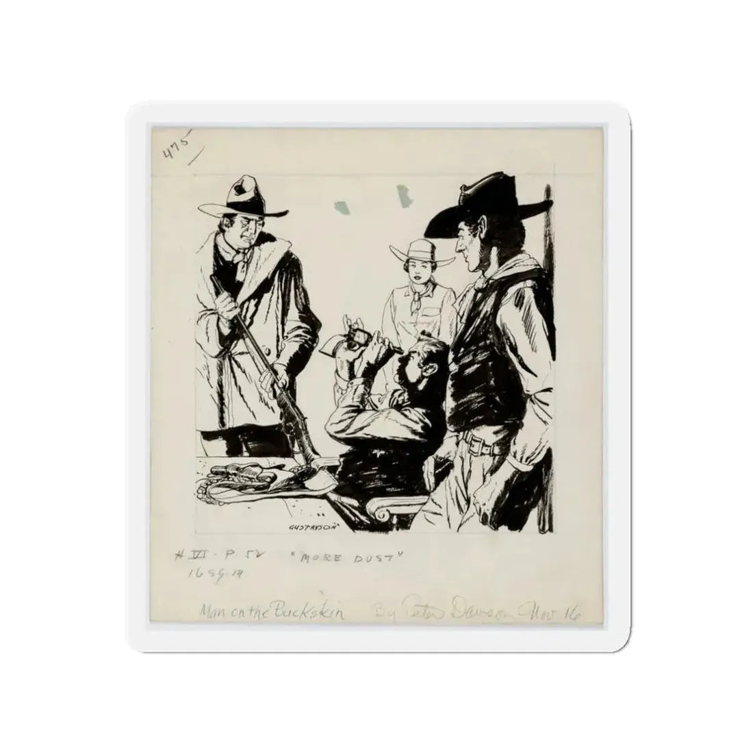 More Dust, Rider on Buckskin (Collins Wild West Club, 1957) (Magazine Illustration) Refrigerator Magnet 3 Inch - The Sticker Space