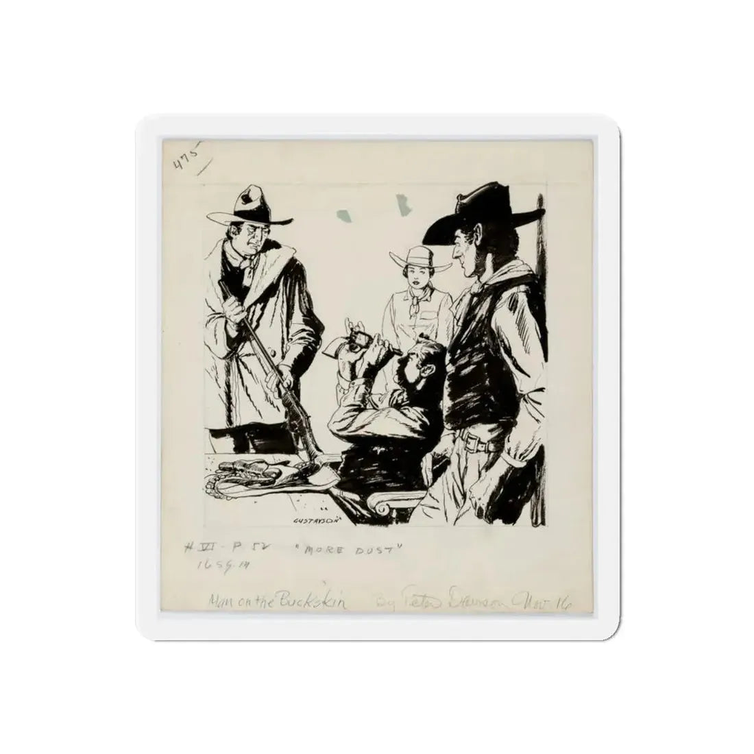 More Dust, Rider on Buckskin (Collins Wild West Club, 1957) (Magazine Illustration) Refrigerator Magnet - The Sticker Space