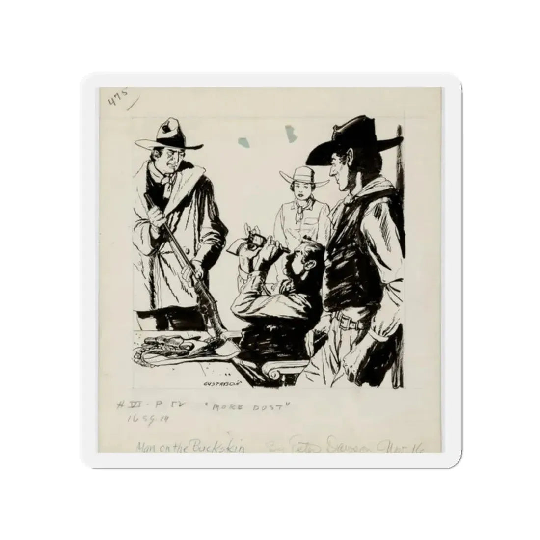 More Dust, Rider on Buckskin (Collins Wild West Club, 1957) (Magazine Illustration) Refrigerator Magnet - The Sticker Space