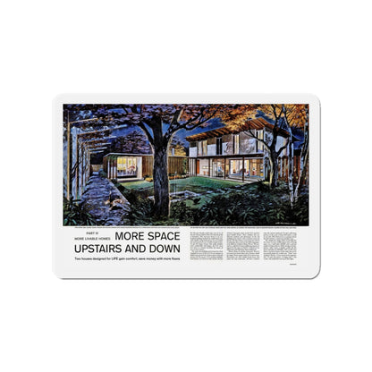 More Space Upstairs And Down, 1958 (Magazine Illustration) Refrigerator Magnet-4" x 4"-The Sticker Space