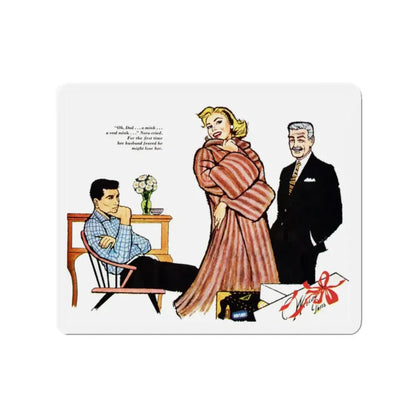 More Than Mink, Redbook illustration, January 1957 (Magazine Illustration) Refrigerator Magnet 2 Inch - The Sticker Space