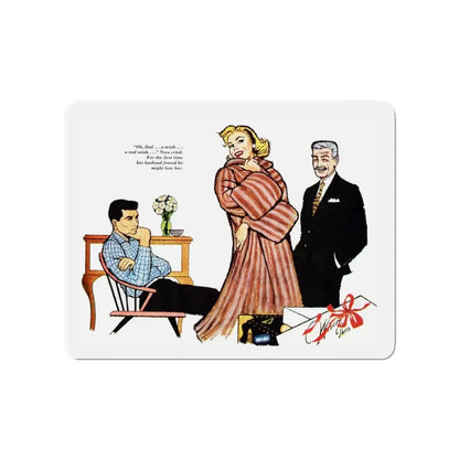 More Than Mink, Redbook illustration, January 1957 (Magazine Illustration) Refrigerator Magnet 4 Inch - The Sticker Space