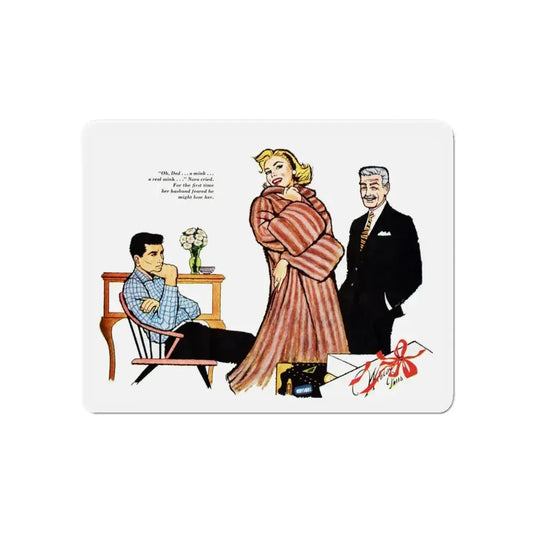 More Than Mink, Redbook illustration, January 1957 (Magazine Illustration) Refrigerator Magnet 6 Inch - The Sticker Space