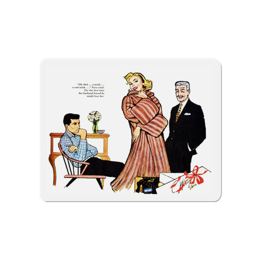 More Than Mink, Redbook illustration, January 1957 (Magazine Illustration) Refrigerator Magnet-6 × 6"-The Sticker Space