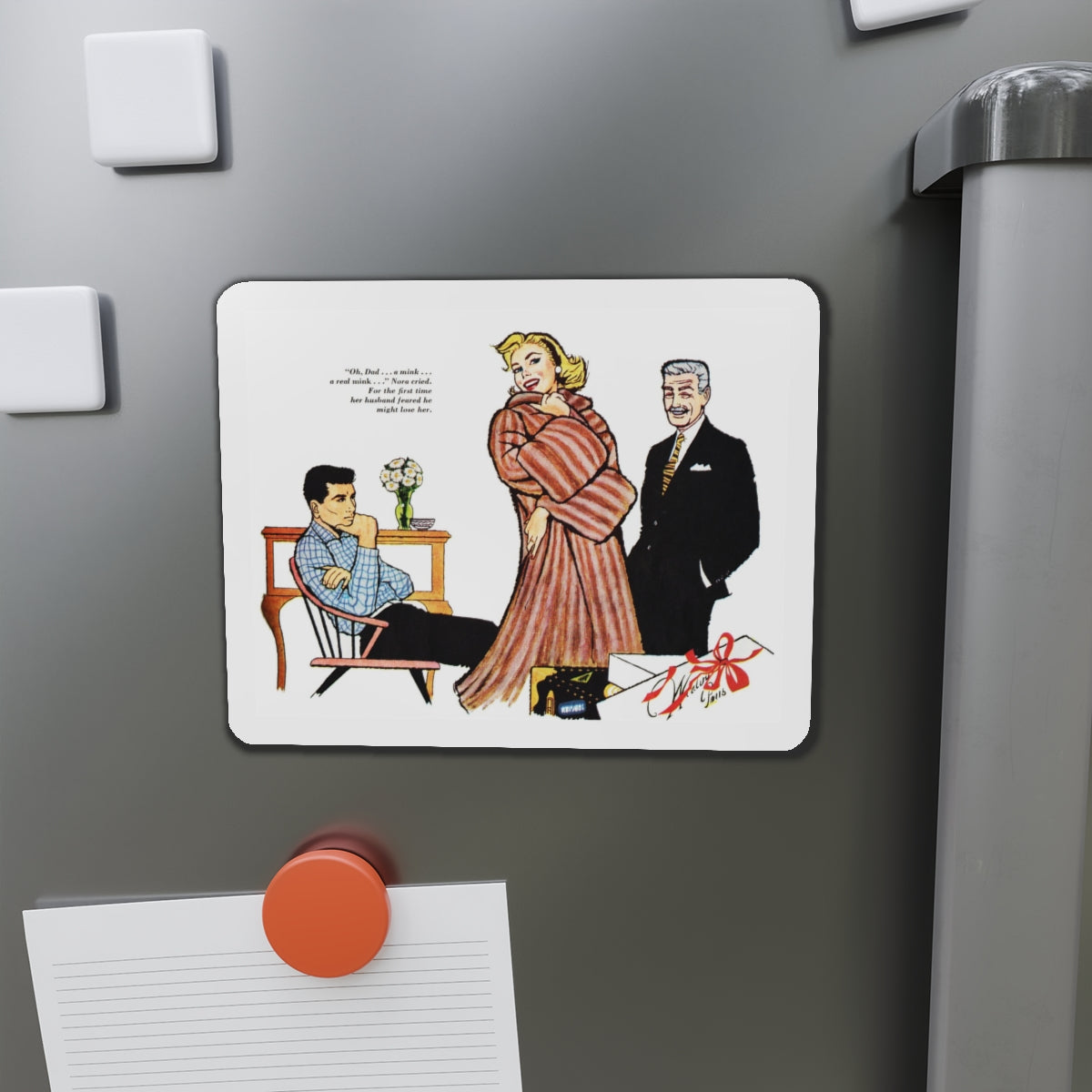 More Than Mink, Redbook illustration, January 1957 (Magazine Illustration) Refrigerator Magnet-The Sticker Space