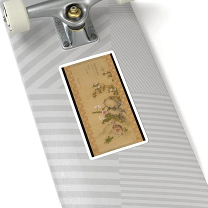 Mori Ransai - Rabbit and Roses - ca. 1776–83 v1 - STICKER Vinyl Kiss-Cut Decal