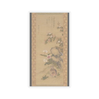 Mori Ransai - Rabbit and Roses - ca. 1776–83 v1 - STICKER Vinyl Kiss-Cut Decal