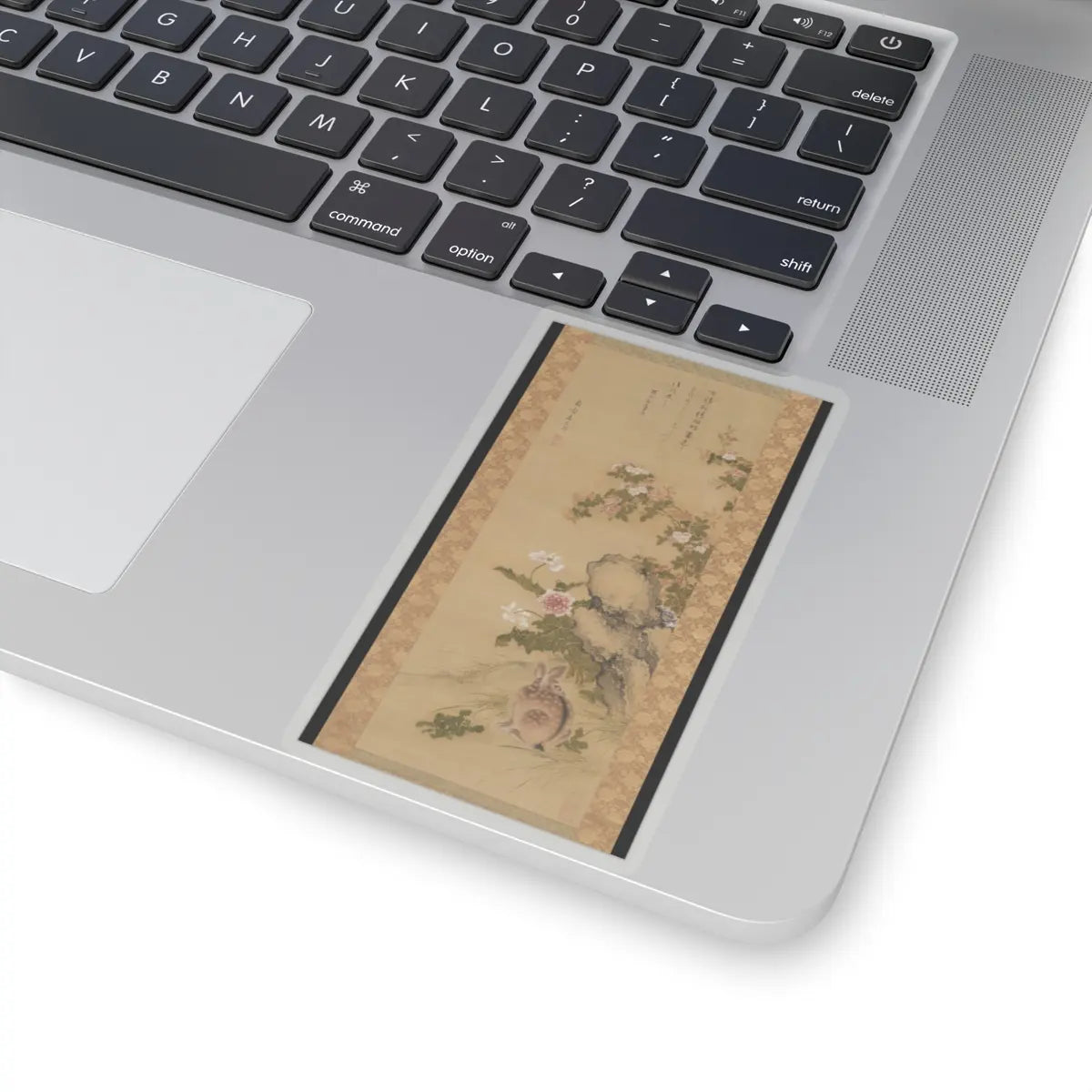 Mori Ransai - Rabbit and Roses - ca. 1776–83 v1 - STICKER Vinyl Kiss-Cut Decal