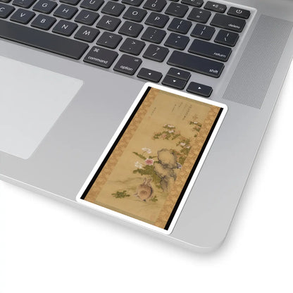 Mori Ransai - Rabbit and Roses - ca. 1776–83 v1 - STICKER Vinyl Kiss-Cut Decal