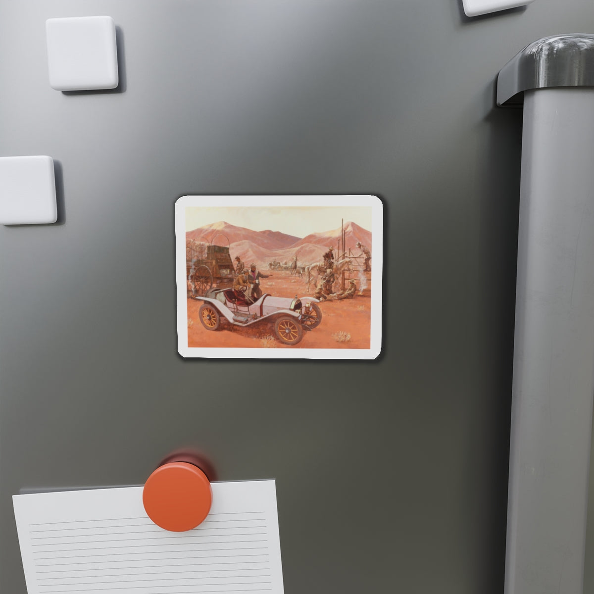 Morning Coffee, 1912 Moon Raceabout, Great Moments in Early American Motoring, 1971 (Magazine Illustration) Refrigerator Magnet-The Sticker Space