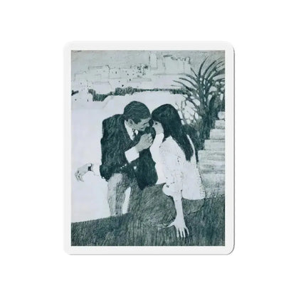 Morning Music by Rosamunde Pilcher, Woman And Home magazine, 1968 (Magazine Illustration) Refrigerator Magnet 4 Inch Die-Cut - The Sticker Space