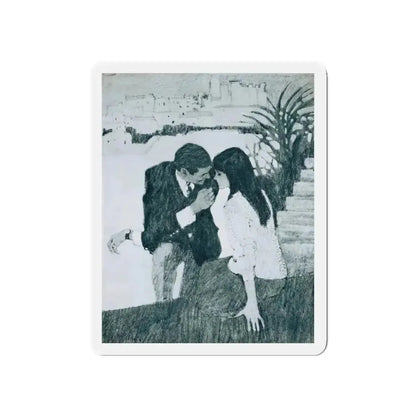 Morning Music by Rosamunde Pilcher, Woman And Home magazine, 1968 (Magazine Illustration) Refrigerator Magnet 5 Inch Die-Cut - The Sticker Space