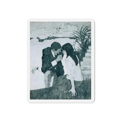 Morning Music by Rosamunde Pilcher, Woman And Home magazine, 1968 (Magazine Illustration) Refrigerator Magnet 6 Inch Die-Cut - The Sticker Space