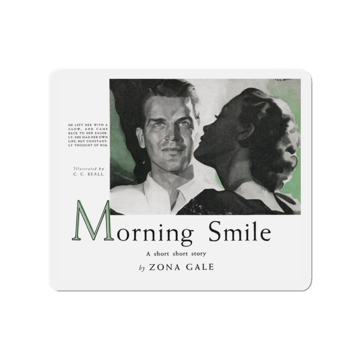 Morning Smile, Rebook, January 1938 (Magazine Illustration) Refrigerator Magnet-3" x 3"-The Sticker Space