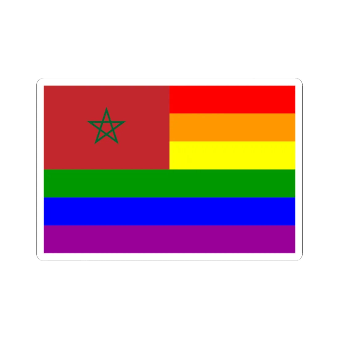 Morocco Rainbow Flag (Morocco) STICKER Vinyl Kiss-Cut Decal 4 Inch White - The Sticker Space