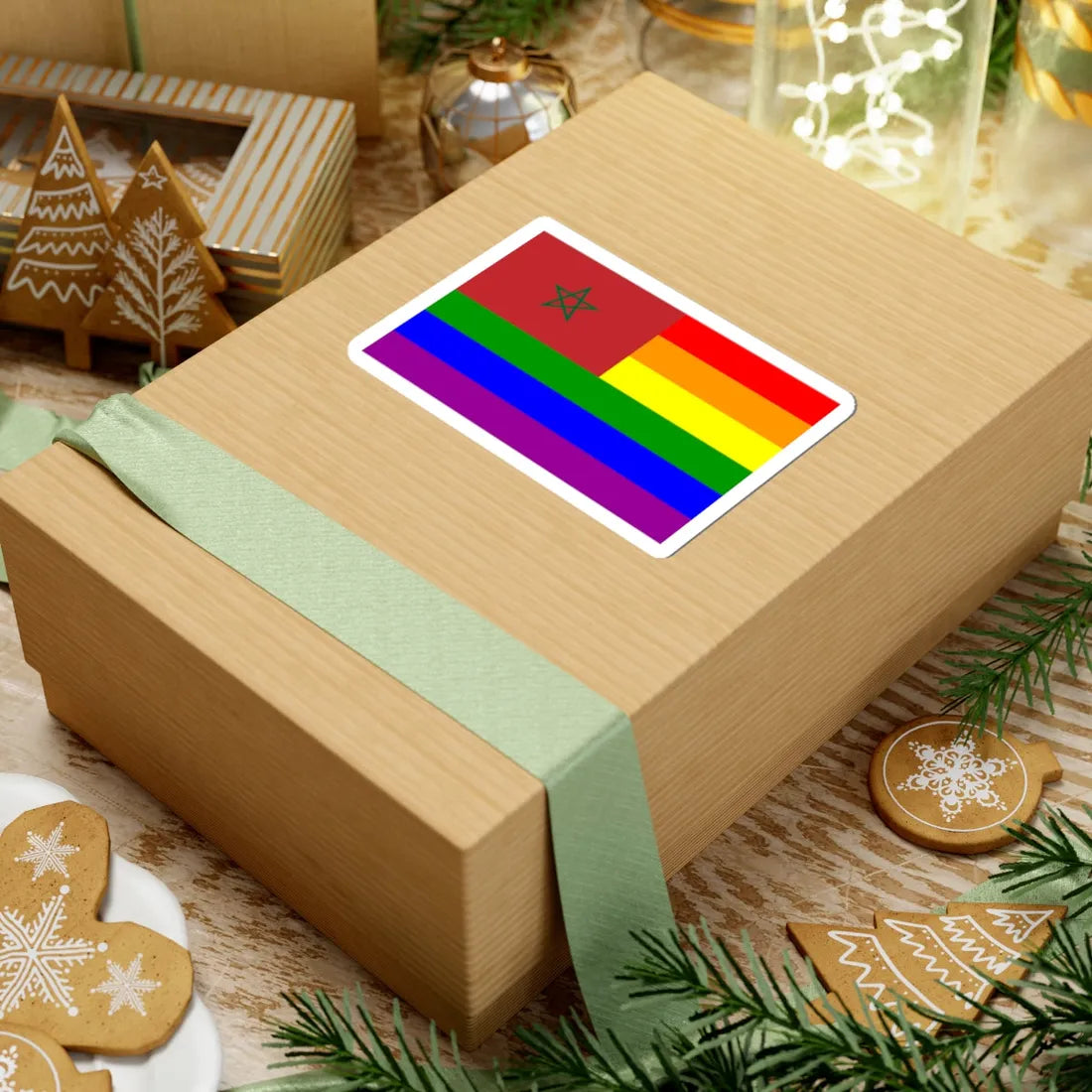 Morocco Rainbow Flag (Morocco) STICKER Vinyl Kiss-Cut Decal - The Sticker Space