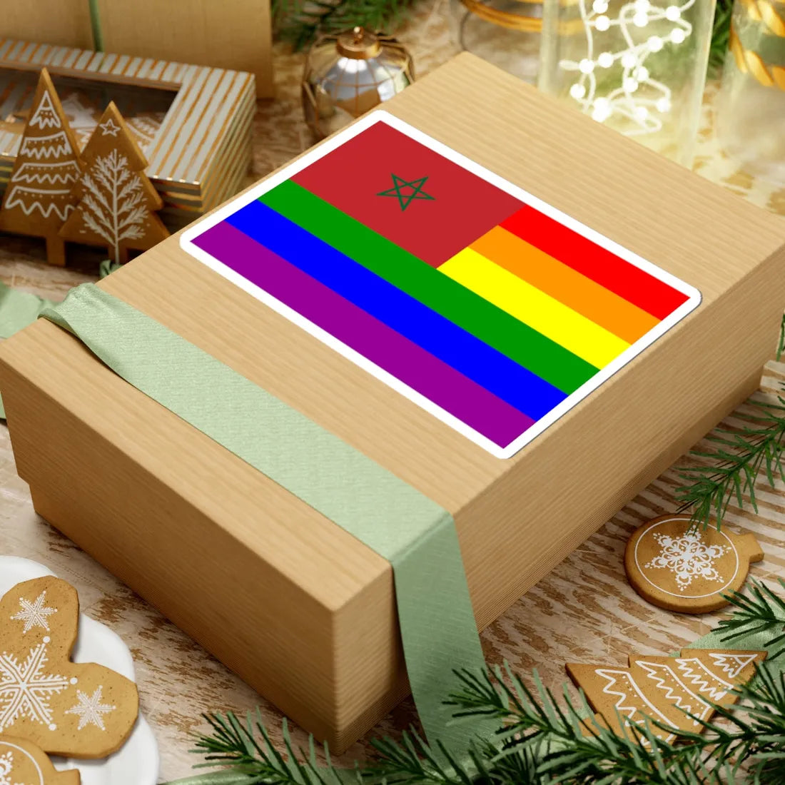 Morocco Rainbow Flag (Morocco) STICKER Vinyl Kiss-Cut Decal - The Sticker Space