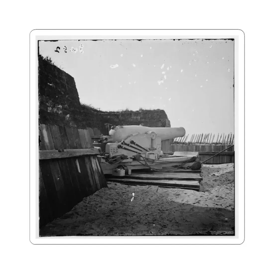 Morris Island, S.C. Interior View With Mounted Gun, Fort Putnam (U.S. Civil War) STICKER Vinyl Kiss-Cut Decal 6 Inch White - The Sticker Space