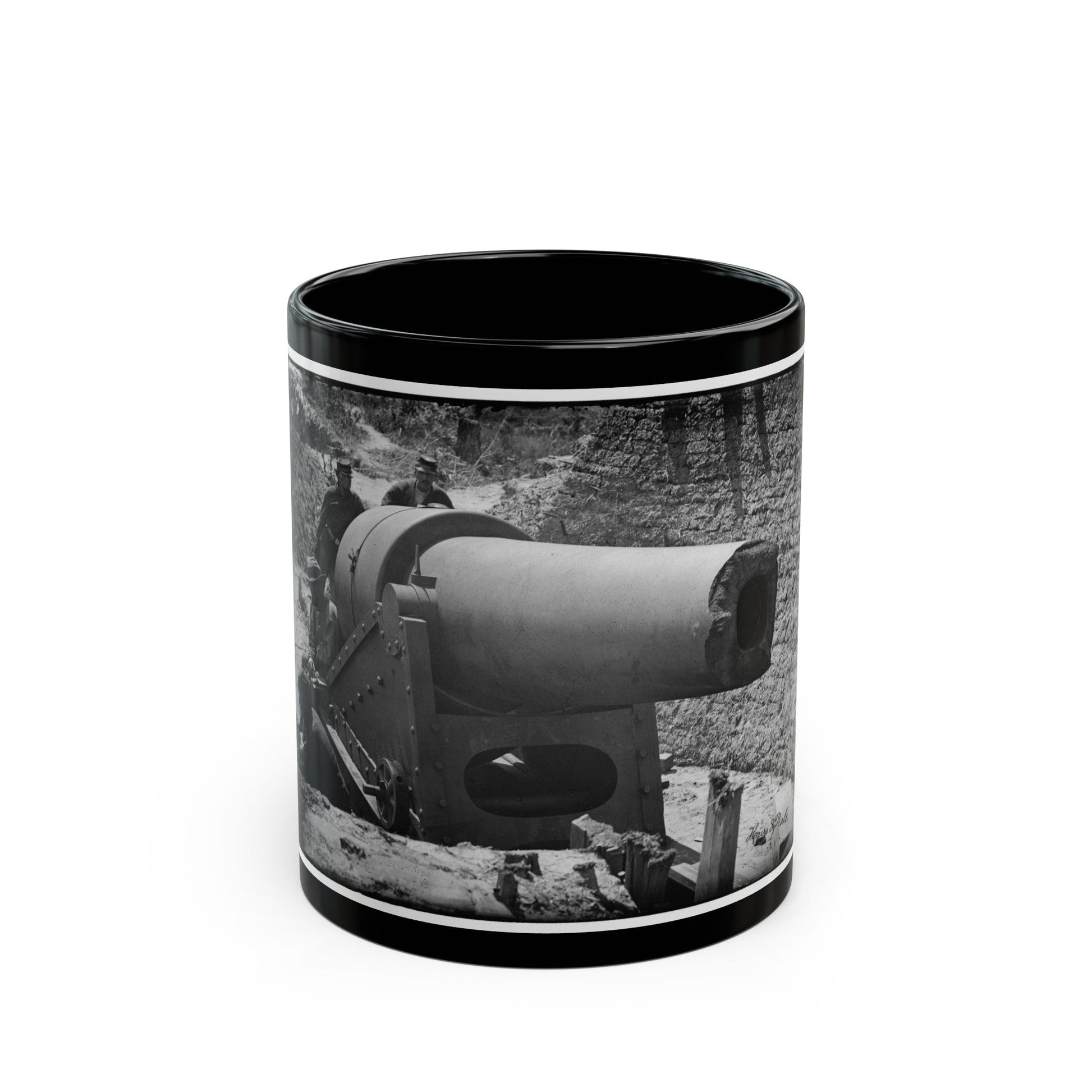 Morris Island, South Carolina. 300-Poinder Parrot Rifle After Bursting Of Muzzle (U.S. Civil War) Black Coffee Mug-11oz-The Sticker Space