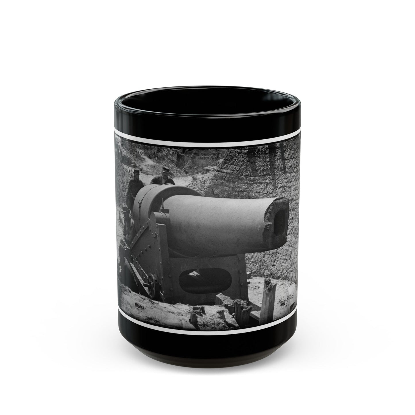 Morris Island, South Carolina. 300-Poinder Parrot Rifle After Bursting Of Muzzle (U.S. Civil War) Black Coffee Mug-15oz-The Sticker Space