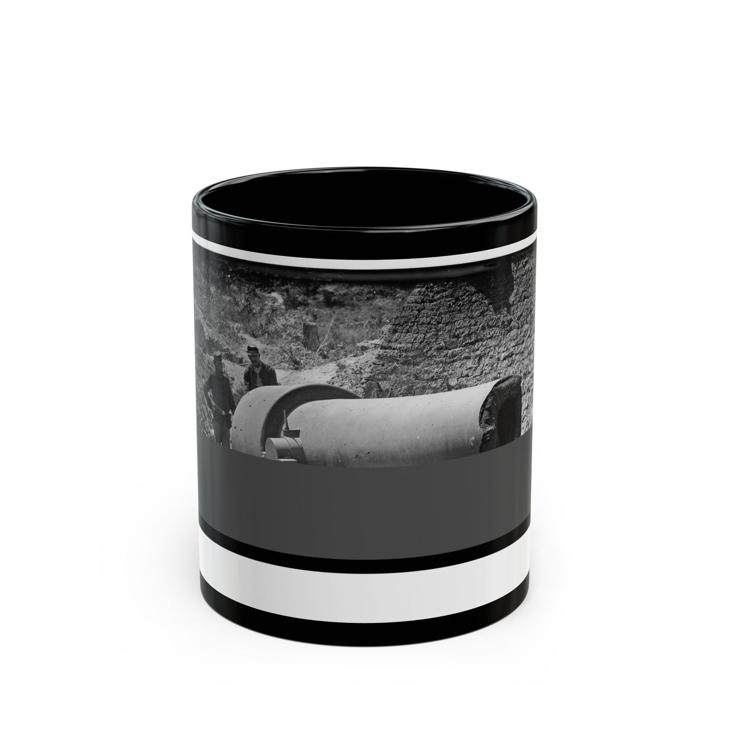 Morris Island, South Carolina. 300-Pounder Parrot Rifle After Bursting Of Muzzle (U.S. Civil War) Black Coffee Mug-11oz-The Sticker Space