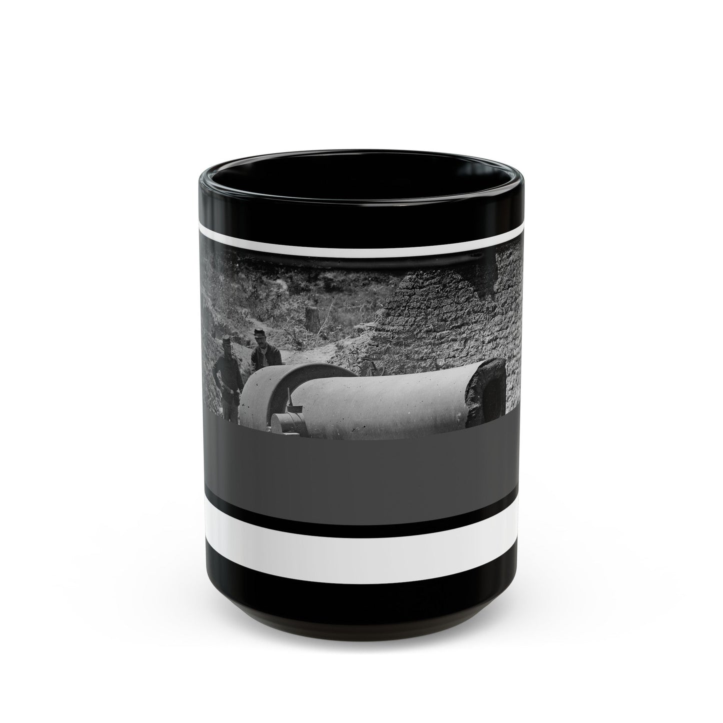 Morris Island, South Carolina. 300-Pounder Parrot Rifle After Bursting Of Muzzle (U.S. Civil War) Black Coffee Mug-15oz-The Sticker Space