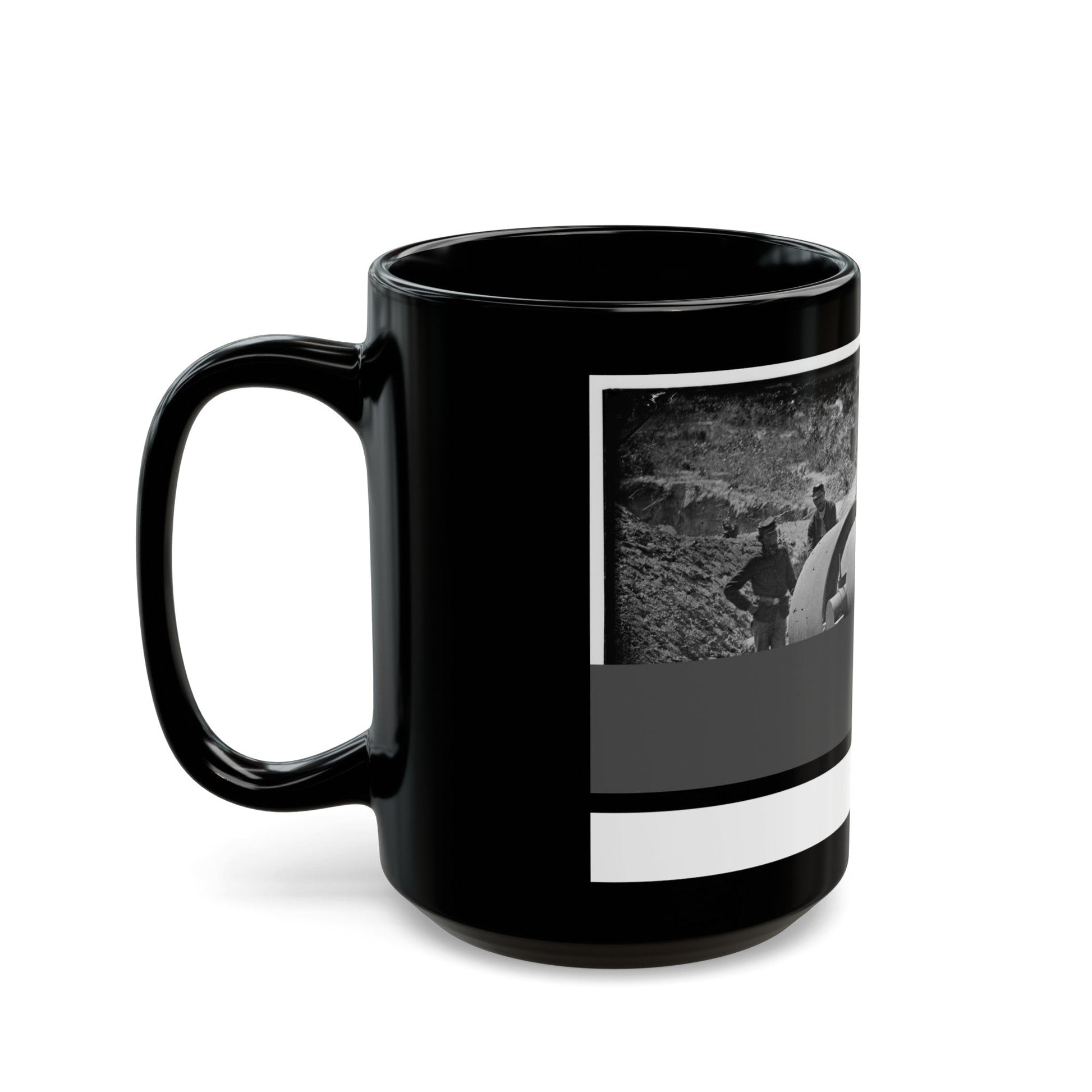 Morris Island, South Carolina. 300-Pounder Parrot Rifle After Bursting Of Muzzle (U.S. Civil War) Black Coffee Mug-The Sticker Space