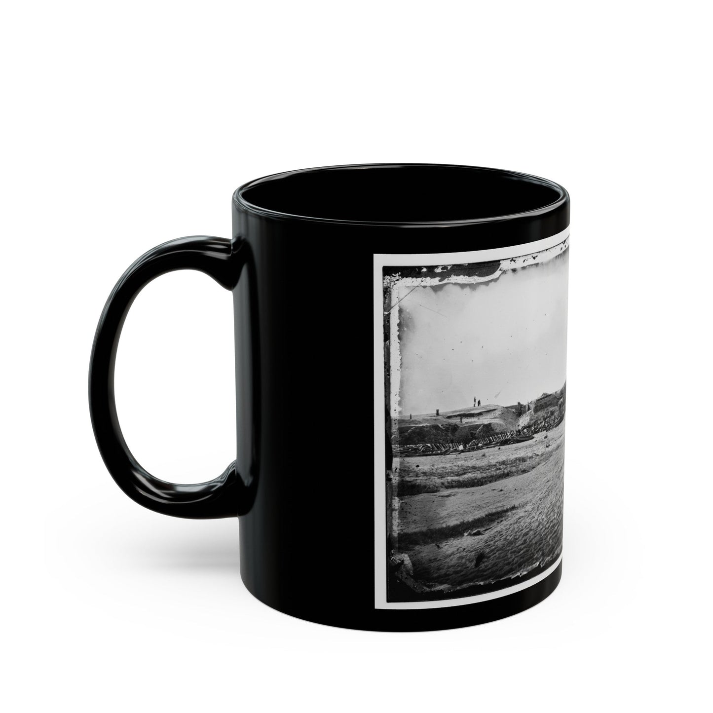 Morris Island, South Carolina. Fort Putnam, Formerly Confederate Battery Gregg (U.S. Civil War) Black Coffee Mug-The Sticker Space