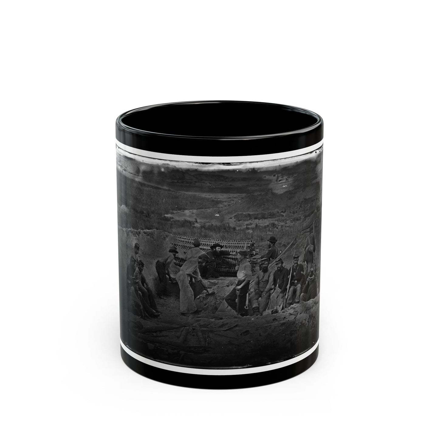 Morris Island, South Carolina. Full Sap (U.S. Civil War) Black Coffee Mug-11oz-The Sticker Space