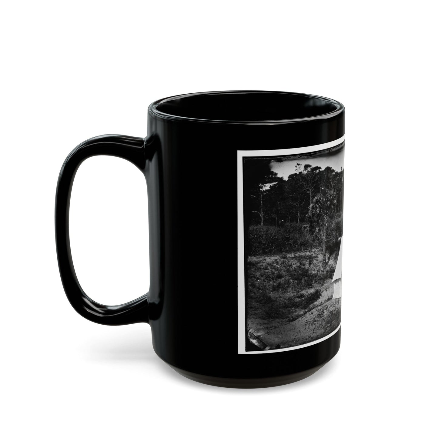 Morris Island, South Carolina. Two Men In Front Of Tent (U.S. Civil War) Black Coffee Mug-The Sticker Space