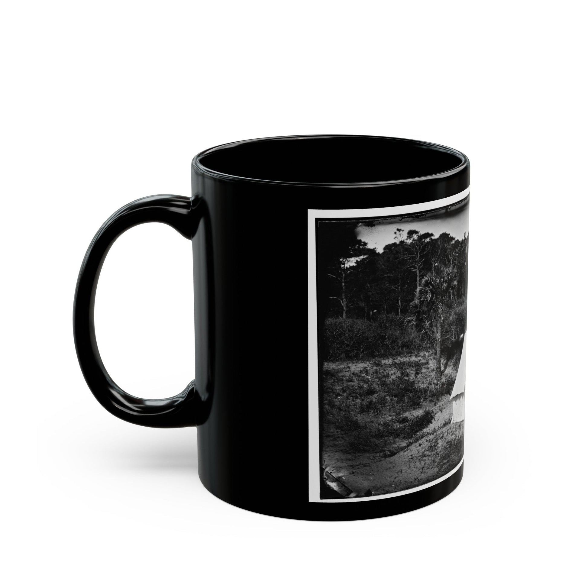 Morris Island, South Carolina. Two Men In Front Of Tent (U.S. Civil War) Black Coffee Mug-The Sticker Space