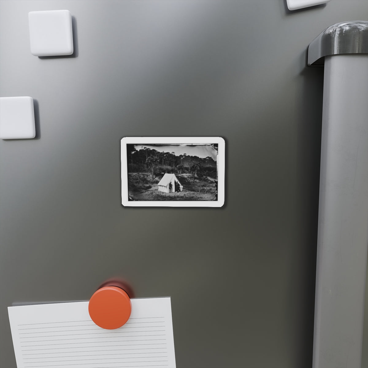 Morris Island, South Carolina. Two Men In Front Of Tent (U.S. Civil War) Refrigerator Magnet-The Sticker Space