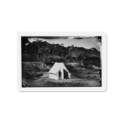 Morris Island, South Carolina. Two Men In Front Of Tent (U.S. Civil War) Refrigerator Magnet-3" x 3"-The Sticker Space