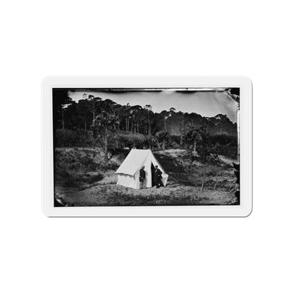 Morris Island, South Carolina. Two Men In Front Of Tent (U.S. Civil War) Refrigerator Magnet-4" x 4"-The Sticker Space