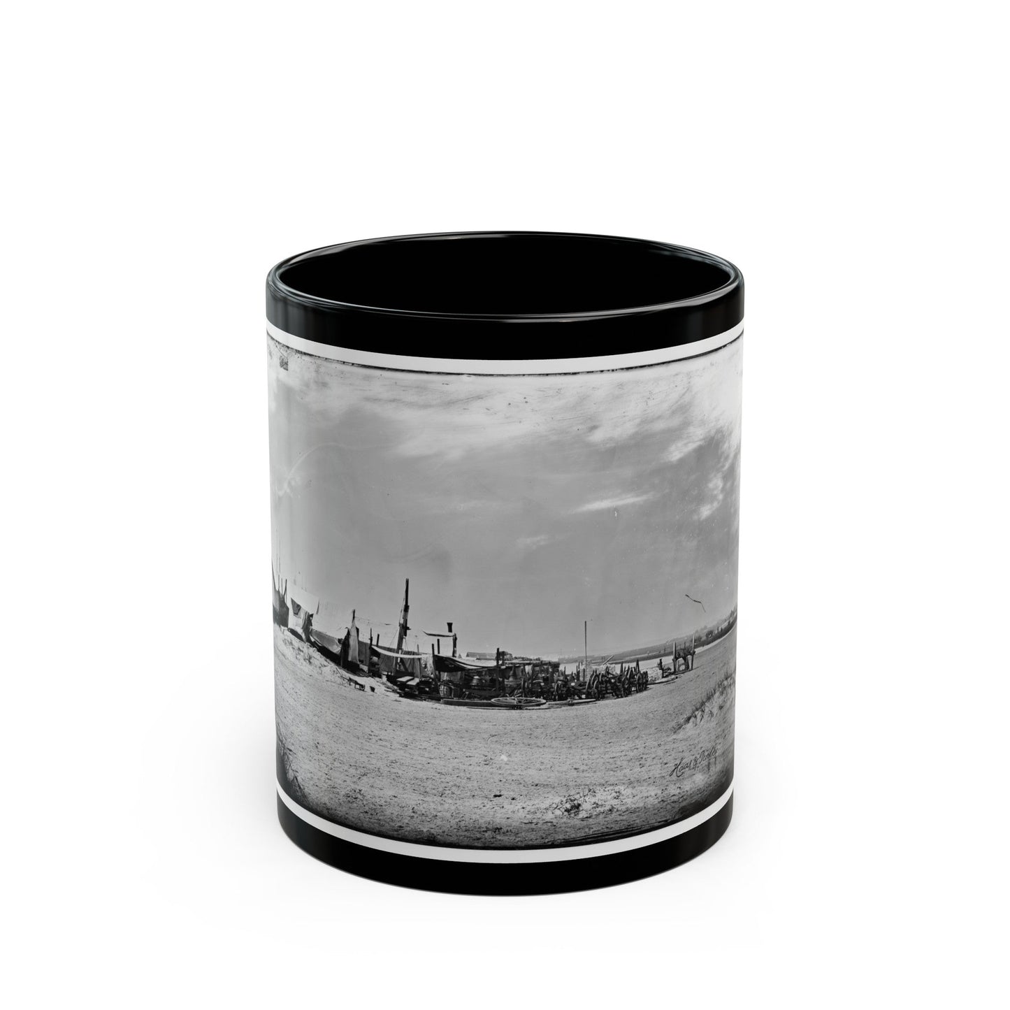 Morris Island, South Carolina. Unidentified Camp 003 (U.S. Civil War) Black Coffee Mug-11oz-The Sticker Space