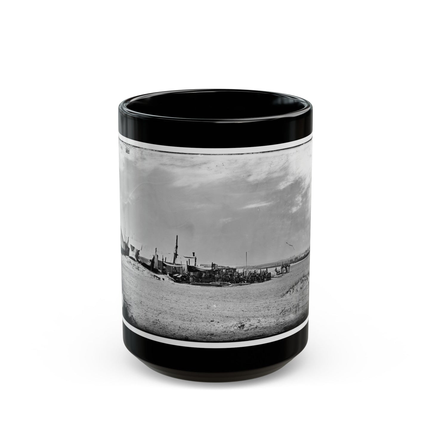 Morris Island, South Carolina. Unidentified Camp 003 (U.S. Civil War) Black Coffee Mug-15oz-The Sticker Space