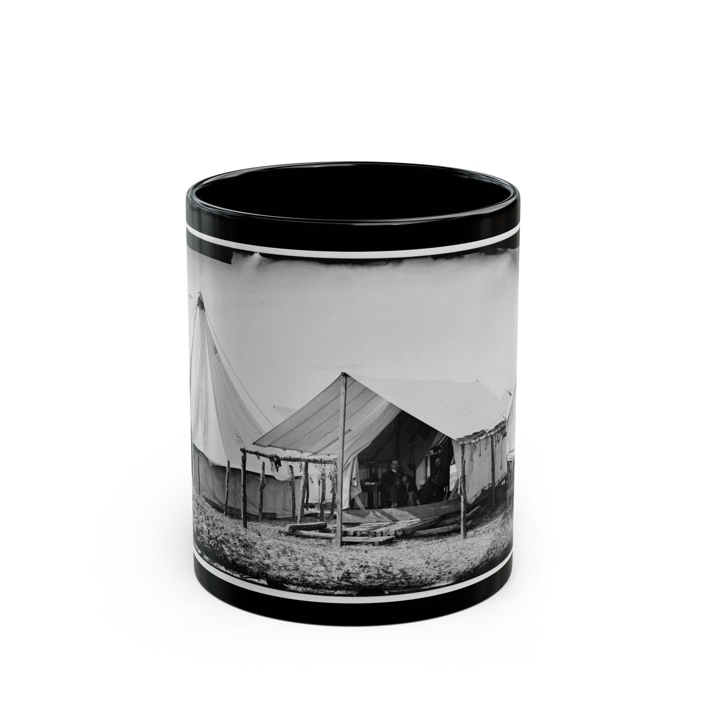 Morris Island, South Carolina. Unidentified Camp Scene (U.S. Civil War) Black Coffee Mug-11oz-The Sticker Space