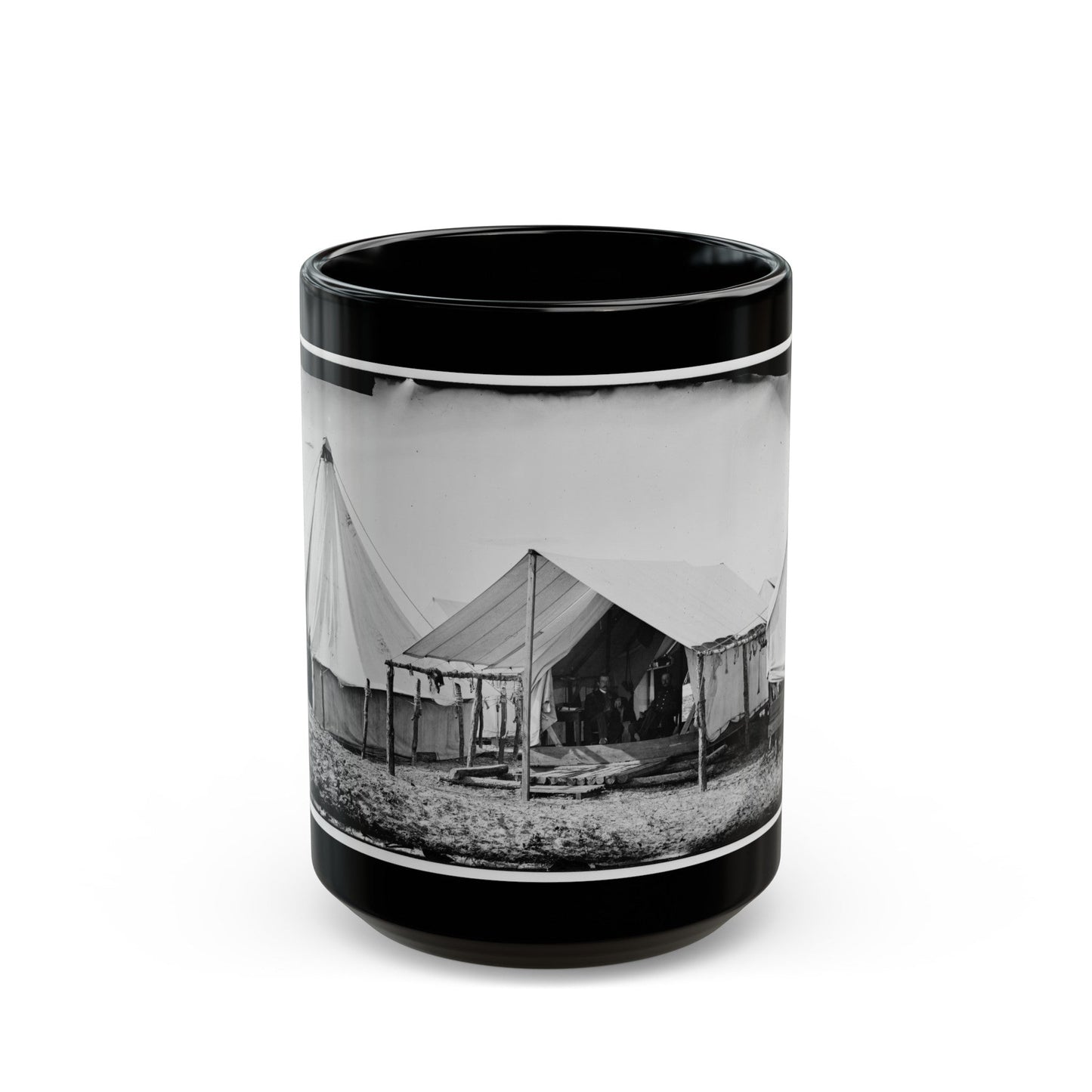 Morris Island, South Carolina. Unidentified Camp Scene (U.S. Civil War) Black Coffee Mug-15oz-The Sticker Space