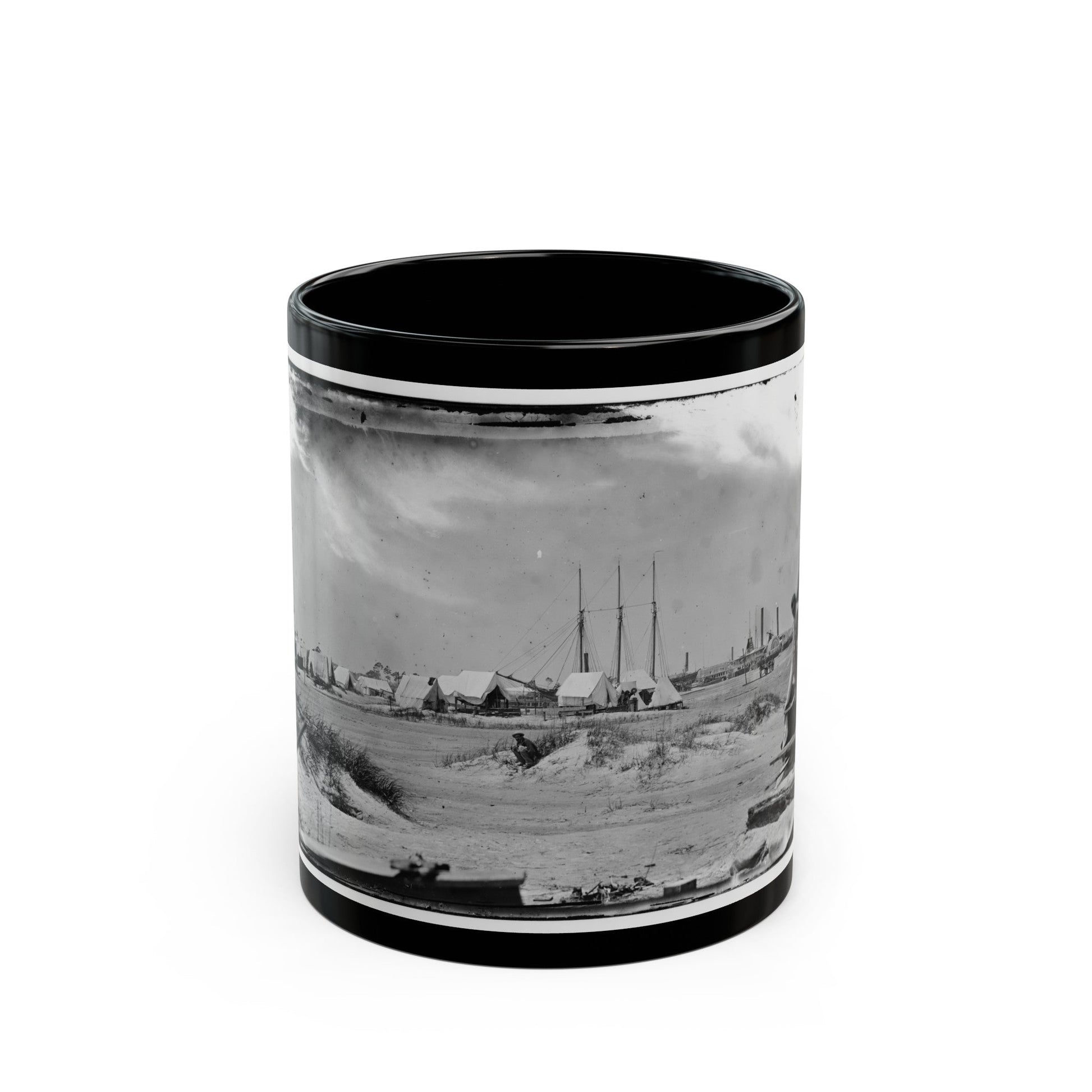 Morris Island, South Carolina. Unidentified Camp (U.S. Civil War) Black Coffee Mug-11oz-The Sticker Space