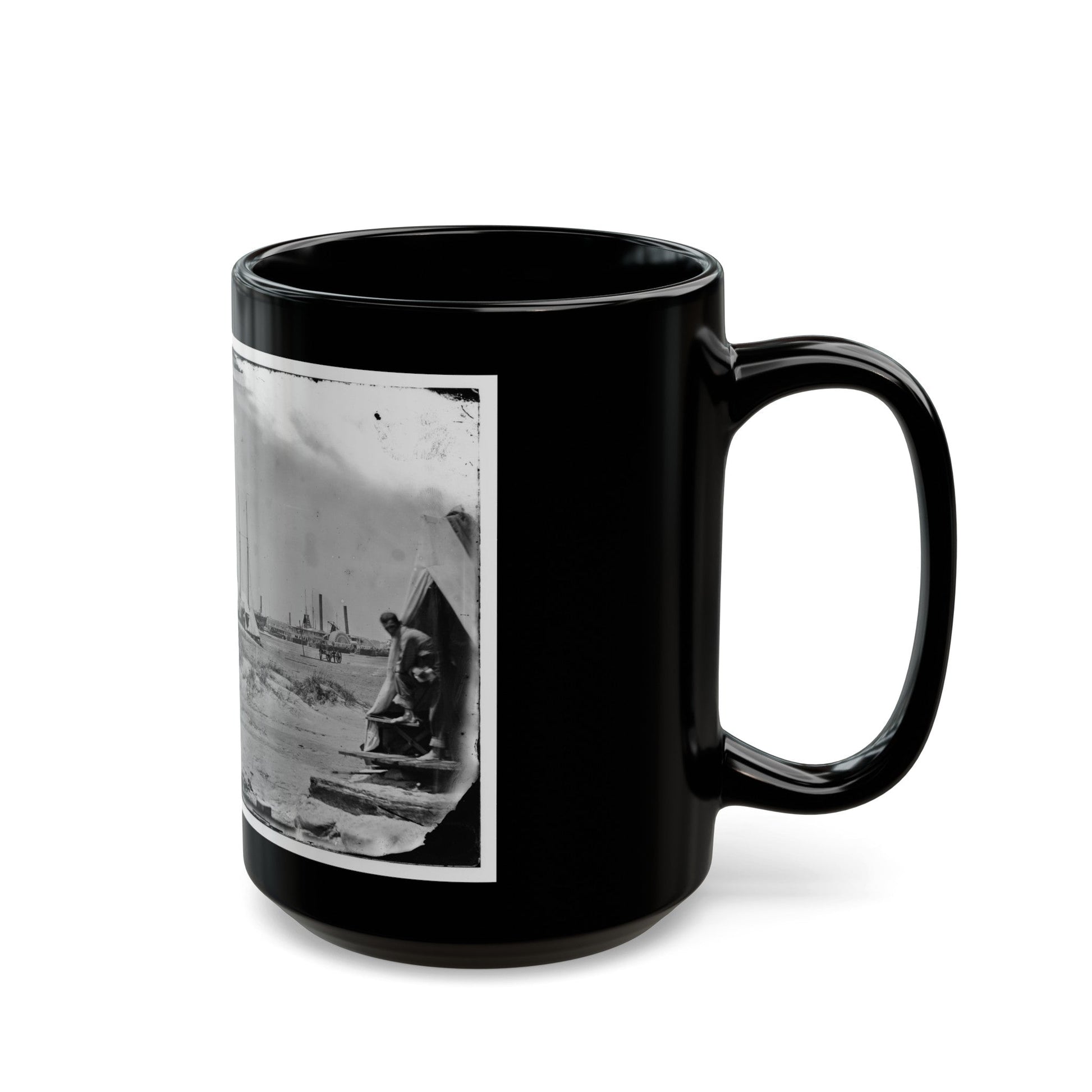 Morris Island, South Carolina. Unidentified Camp (U.S. Civil War) Black Coffee Mug-The Sticker Space