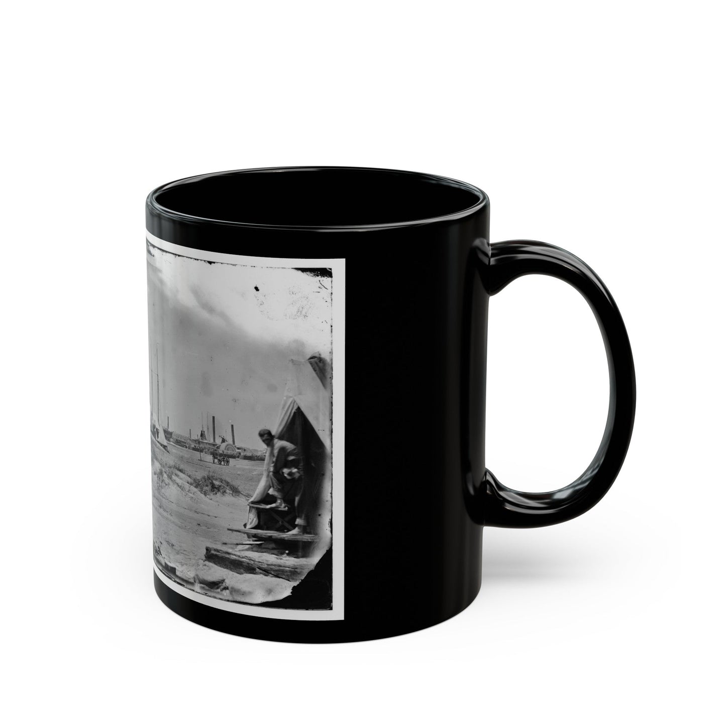 Morris Island, South Carolina. Unidentified Camp (U.S. Civil War) Black Coffee Mug-The Sticker Space