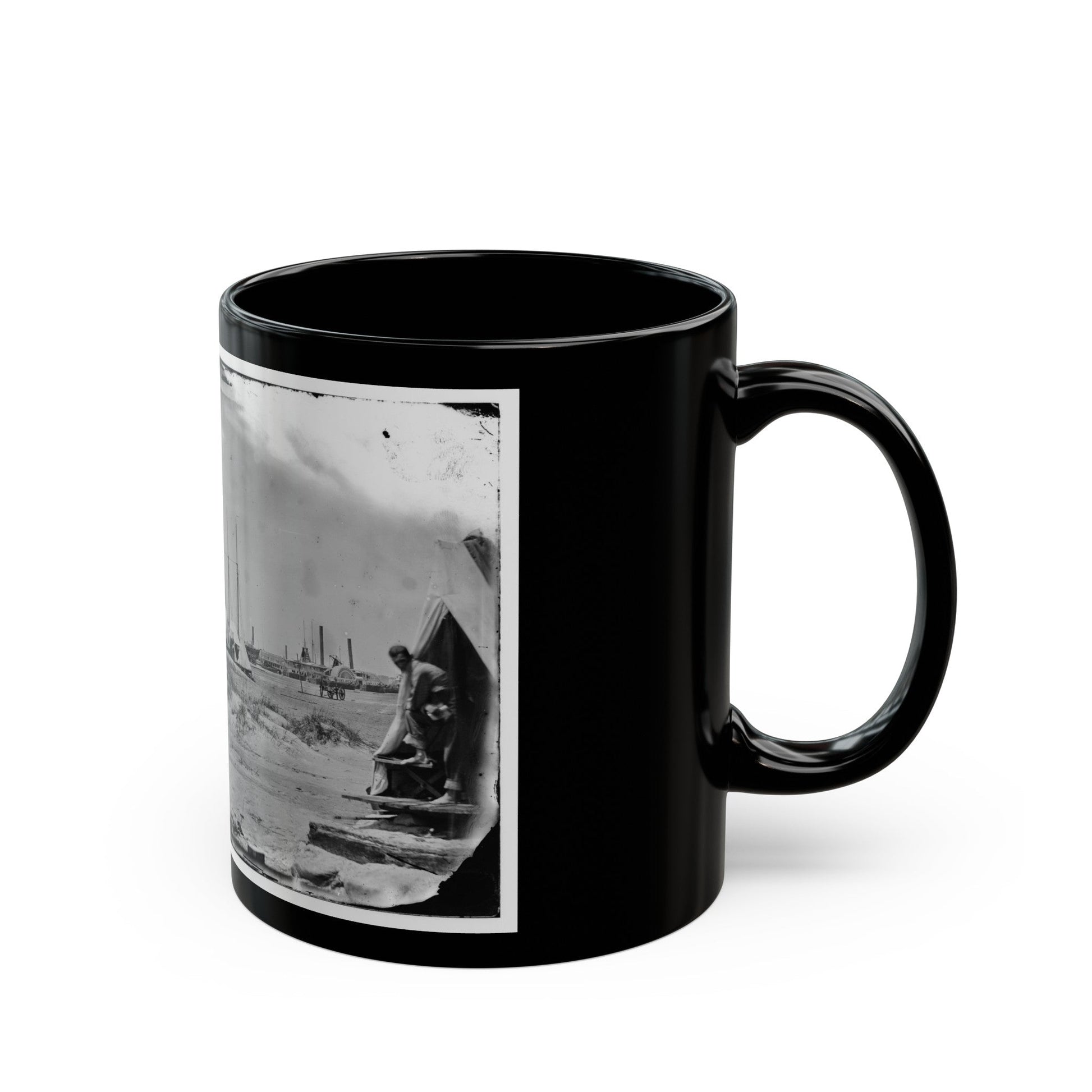 Morris Island, South Carolina. Unidentified Camp (U.S. Civil War) Black Coffee Mug-The Sticker Space