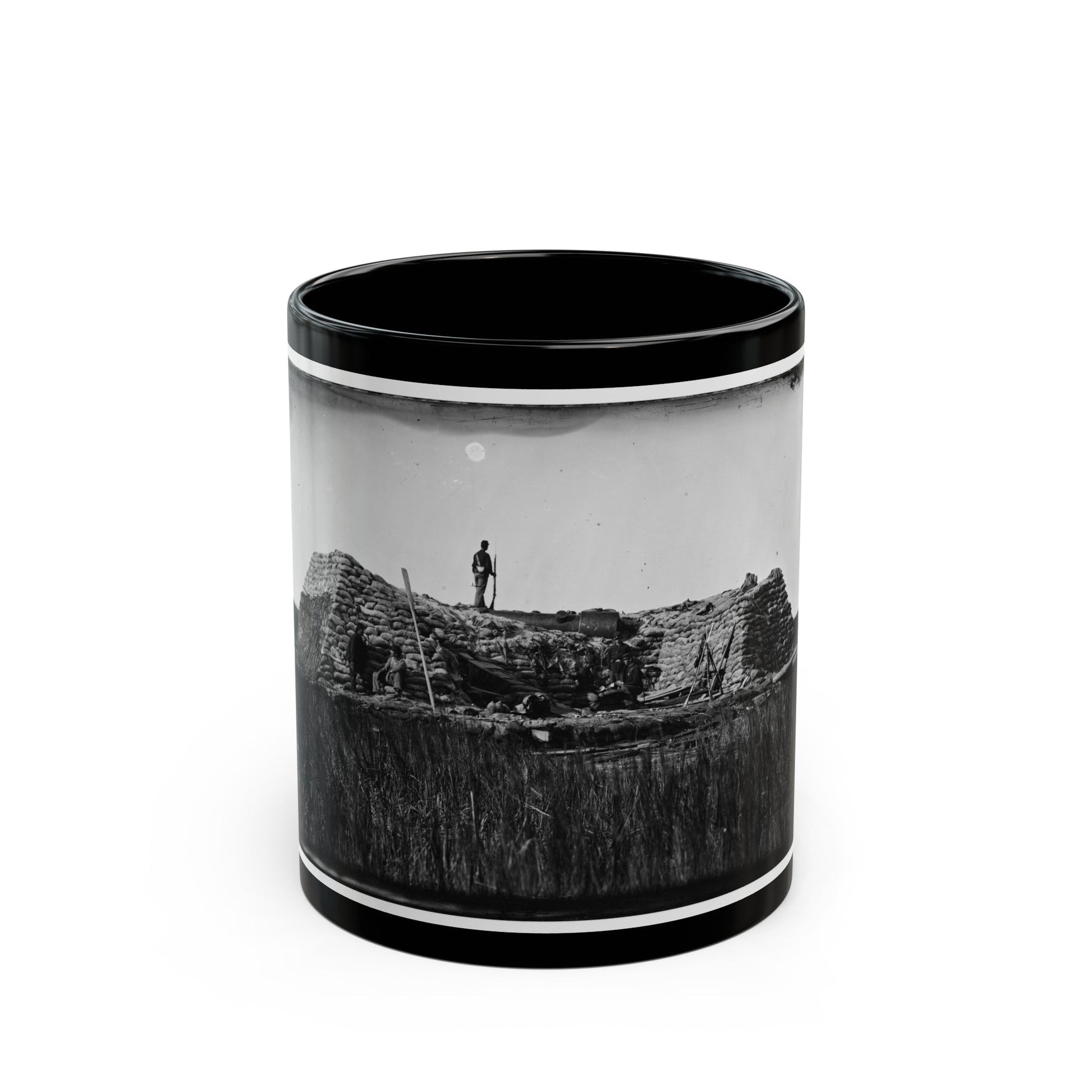 Morris Island (Vicinity), South Carolina. The Marsh Battery Or Swamp Angel After The Explosion, August 22, 1863 001 (U.S. Civil War) Black Coffee Mug-11oz-The Sticker Space