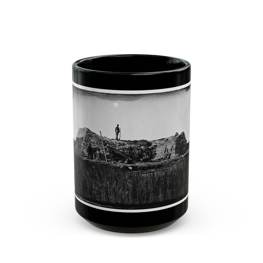 Morris Island (Vicinity), South Carolina. The Marsh Battery Or Swamp Angel After The Explosion, August 22, 1863 001 (U.S. Civil War) Black Coffee Mug-15oz-The Sticker Space