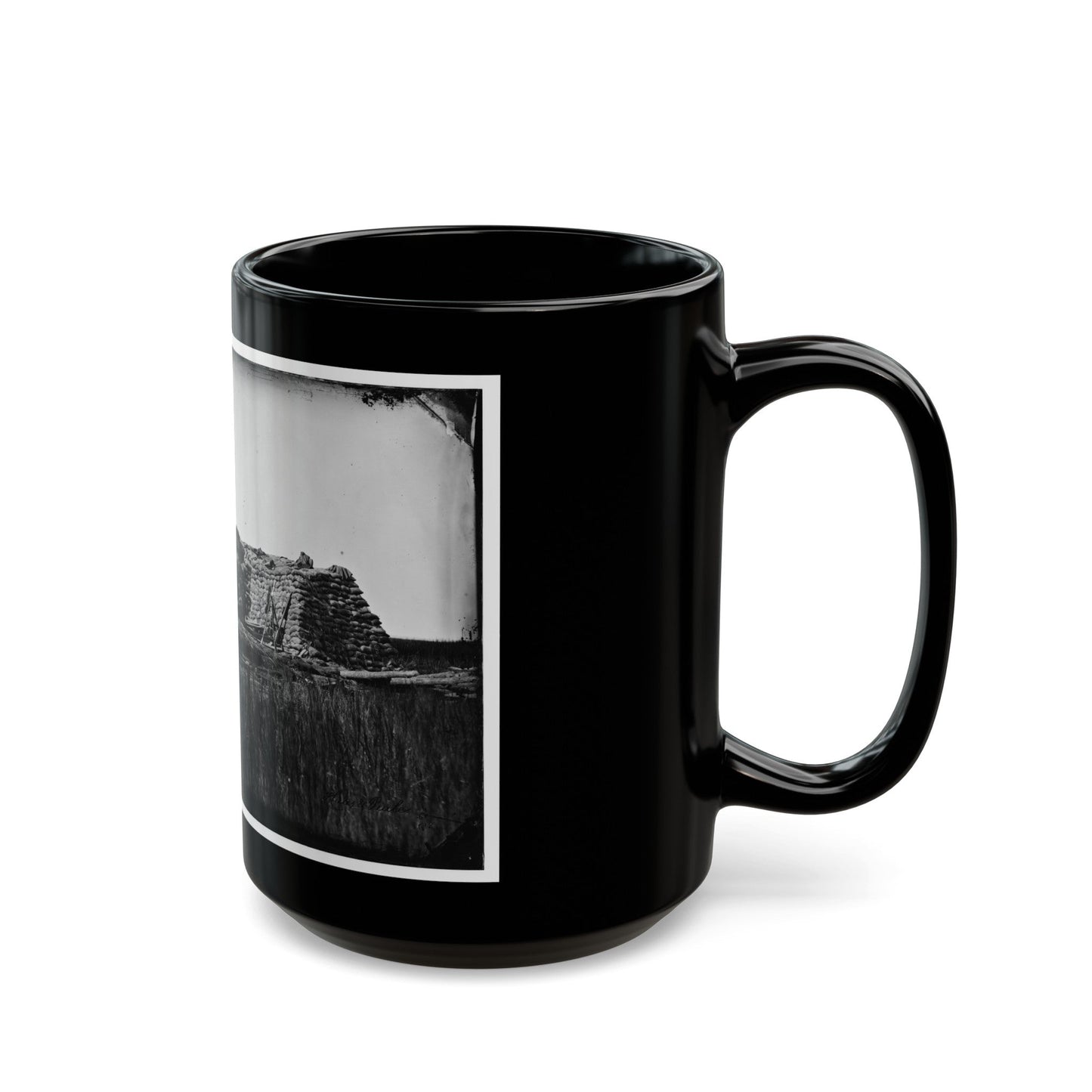 Morris Island (Vicinity), South Carolina. The Marsh Battery Or Swamp Angel After The Explosion, August 22, 1863 001 (U.S. Civil War) Black Coffee Mug-The Sticker Space