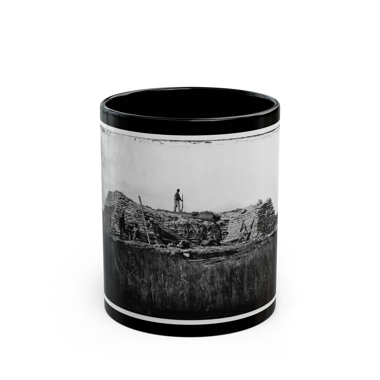 Morris Island (Vicinity), South Carolina. The Marsh Battery Or Swamp Angel After The Explosion, August 22, 1863 (U.S. Civil War) Black Coffee Mug-11oz-The Sticker Space