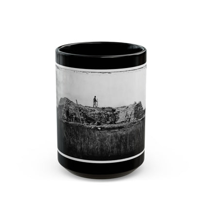 Morris Island (Vicinity), South Carolina. The Marsh Battery Or Swamp Angel After The Explosion, August 22, 1863 (U.S. Civil War) Black Coffee Mug-15oz-The Sticker Space