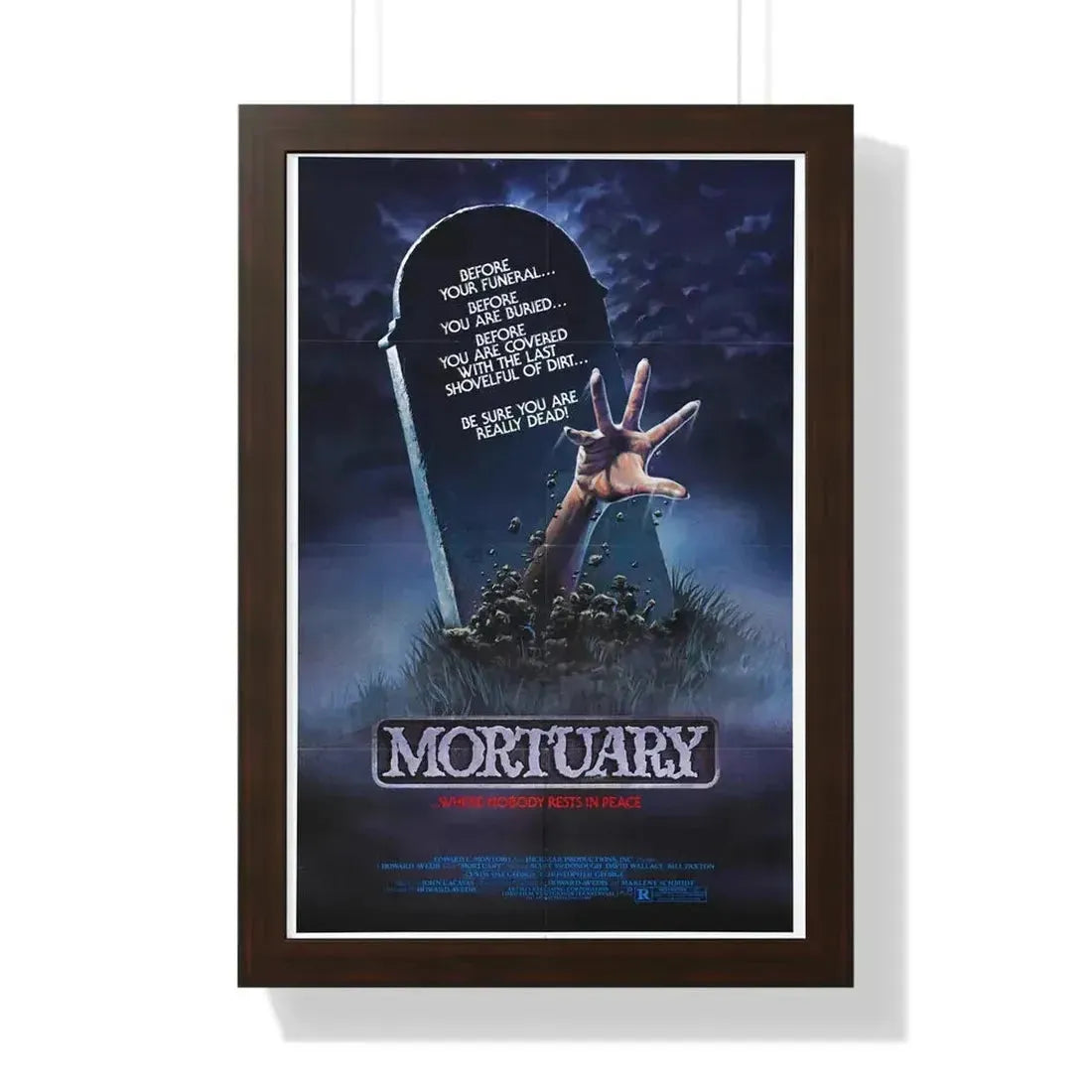 MORTUARY 1982 - Framed Movie Poster 16″ x 24″ Walnut - The Sticker Space