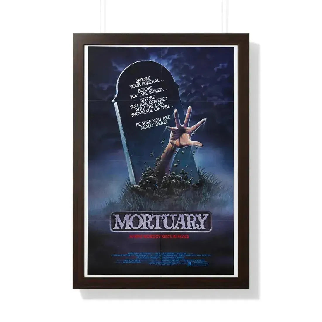 MORTUARY 1982 - Framed Movie Poster 20" x 30" Walnut - The Sticker Space