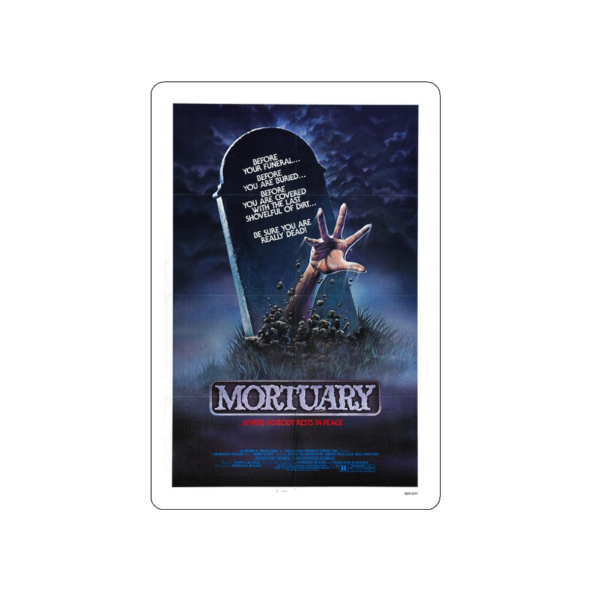 MORTUARY 1982 Movie Poster STICKER Vinyl Die-Cut Decal-2 Inch-The Sticker Space